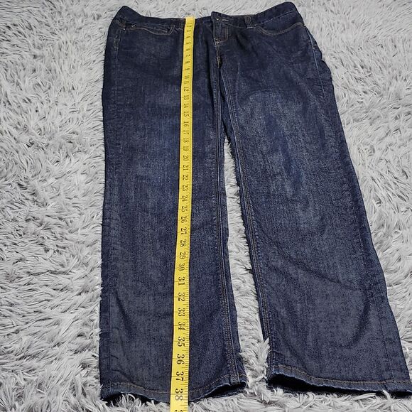 Ann Taylor Loft Jeans Womens 4 Curvy Straight Blue Dark Wash Denim Stretch Pants - Picture 9 of 14